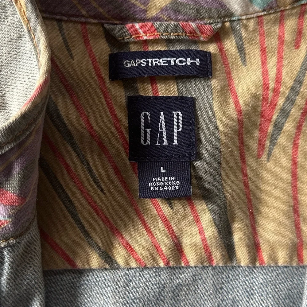 Vintage Oversized GAP Denim Jean Jacket y2K 2000 Acid Patchwork Large - Picture 3 of 3